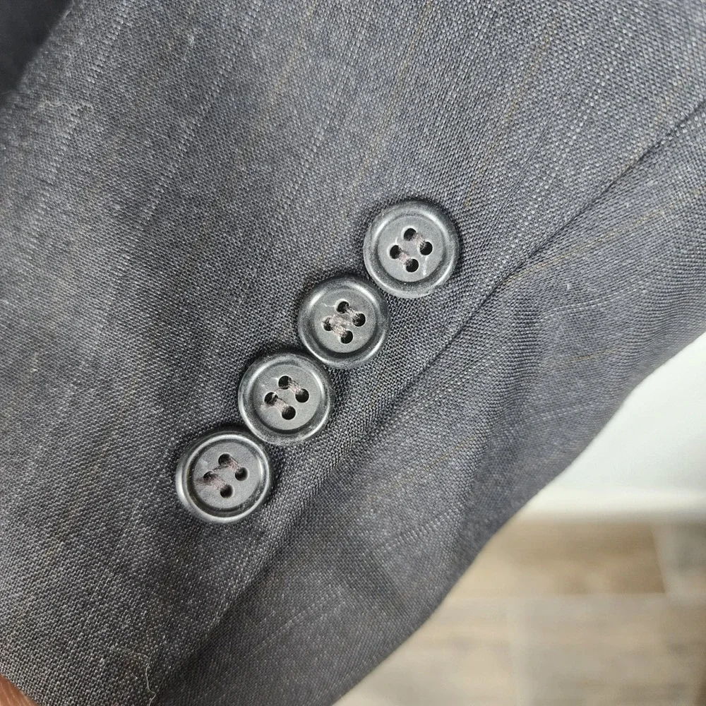 Hart Schaffner Marx 2pc Business Suit Pinstripe 44R Gray Wool Professional VTG